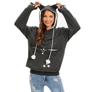 Cat Ear Hoodie Pet Pouch Cute Paw Sleeve Thumb Hole‎ Sweatshirt